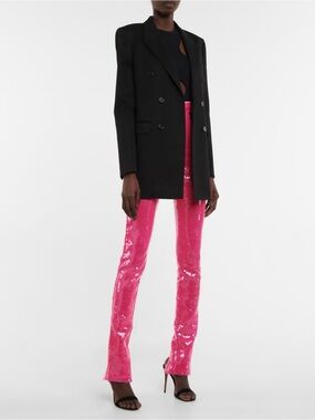 High-Shine Sequin Skinny Pants in Bright Pink